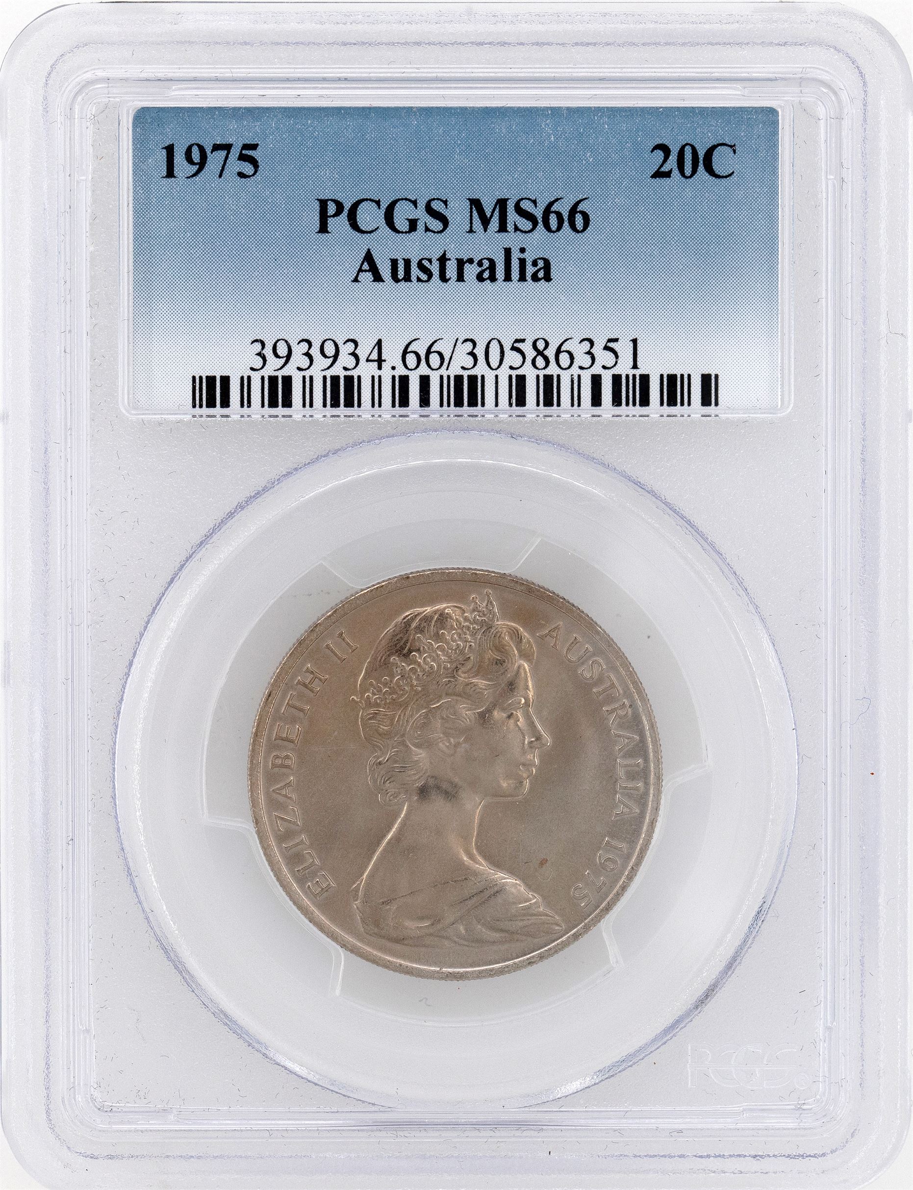 1975 Australia Twenty Cent, 20c PCGS - MS66 -351