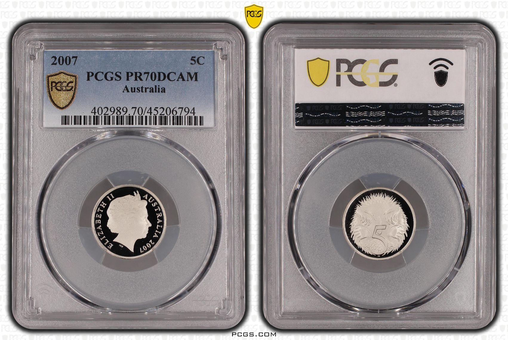 Top pop, Five Cent, 2007, PCGS PR70DCAM