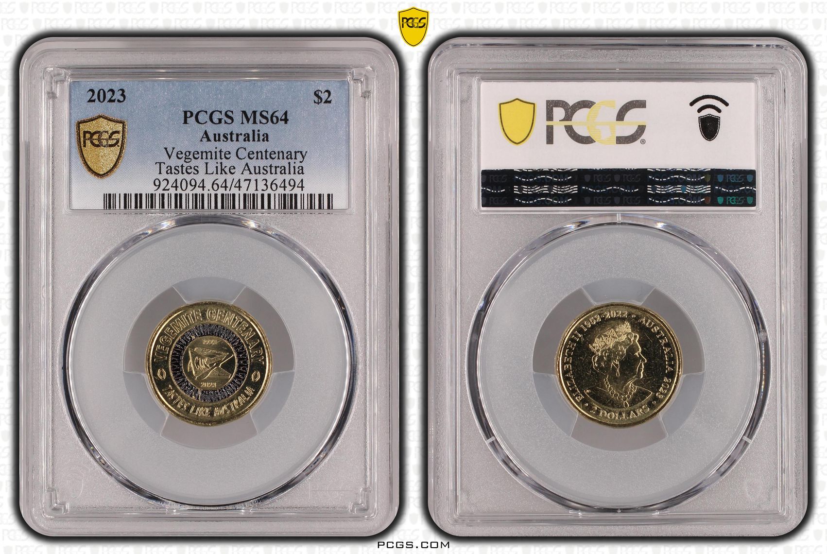 Elizabeth II, Vegemite Centenary , Two Dollar, 2023, PCGS MS64