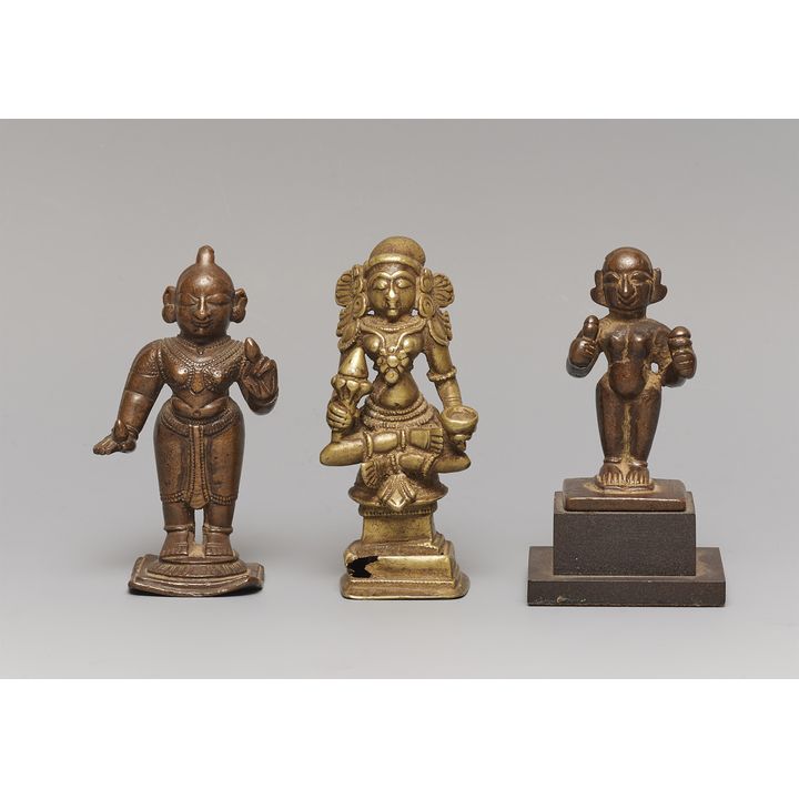 Three Indian copper alloy figures of deities. Various regions. 19th century
