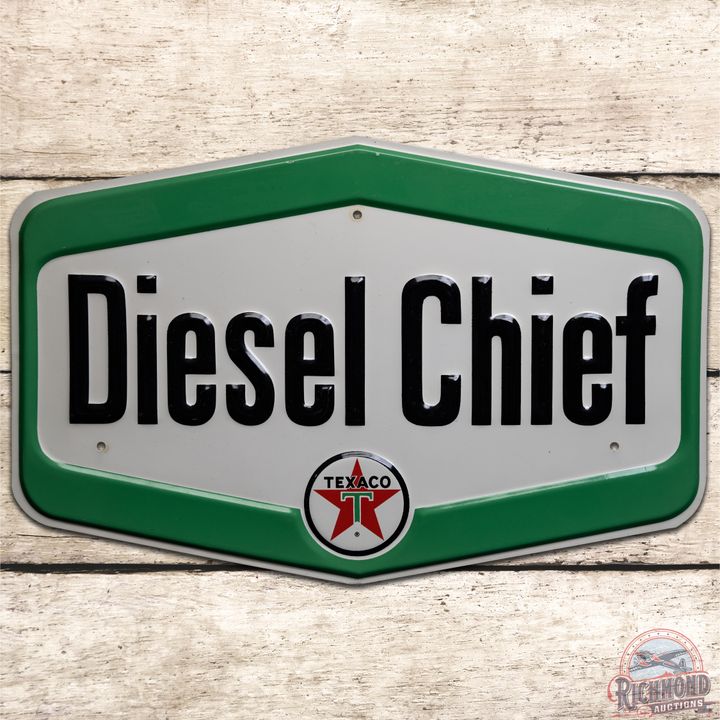 Texaco Diesel Chief SST Embossed Pump Plate Sign - 9