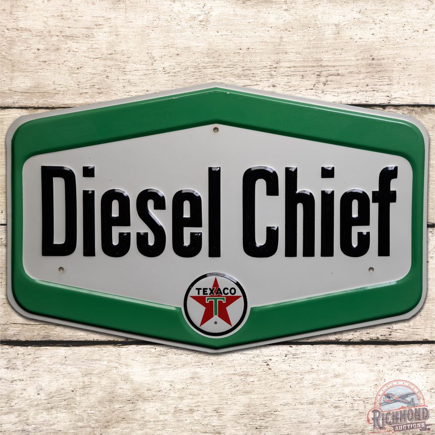 Texaco Diesel Chief SST Embossed Pump Plate Sign - 9