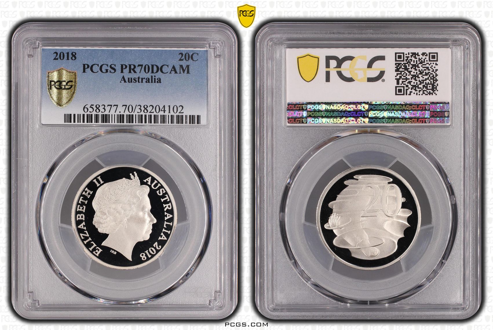 Elizabeth II, Twenty Cent, 2018, PCGS PR70DCAM