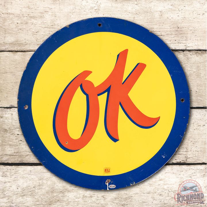 18" Chevrolet OK Single Sided Porcelain Sign TAC 8.75