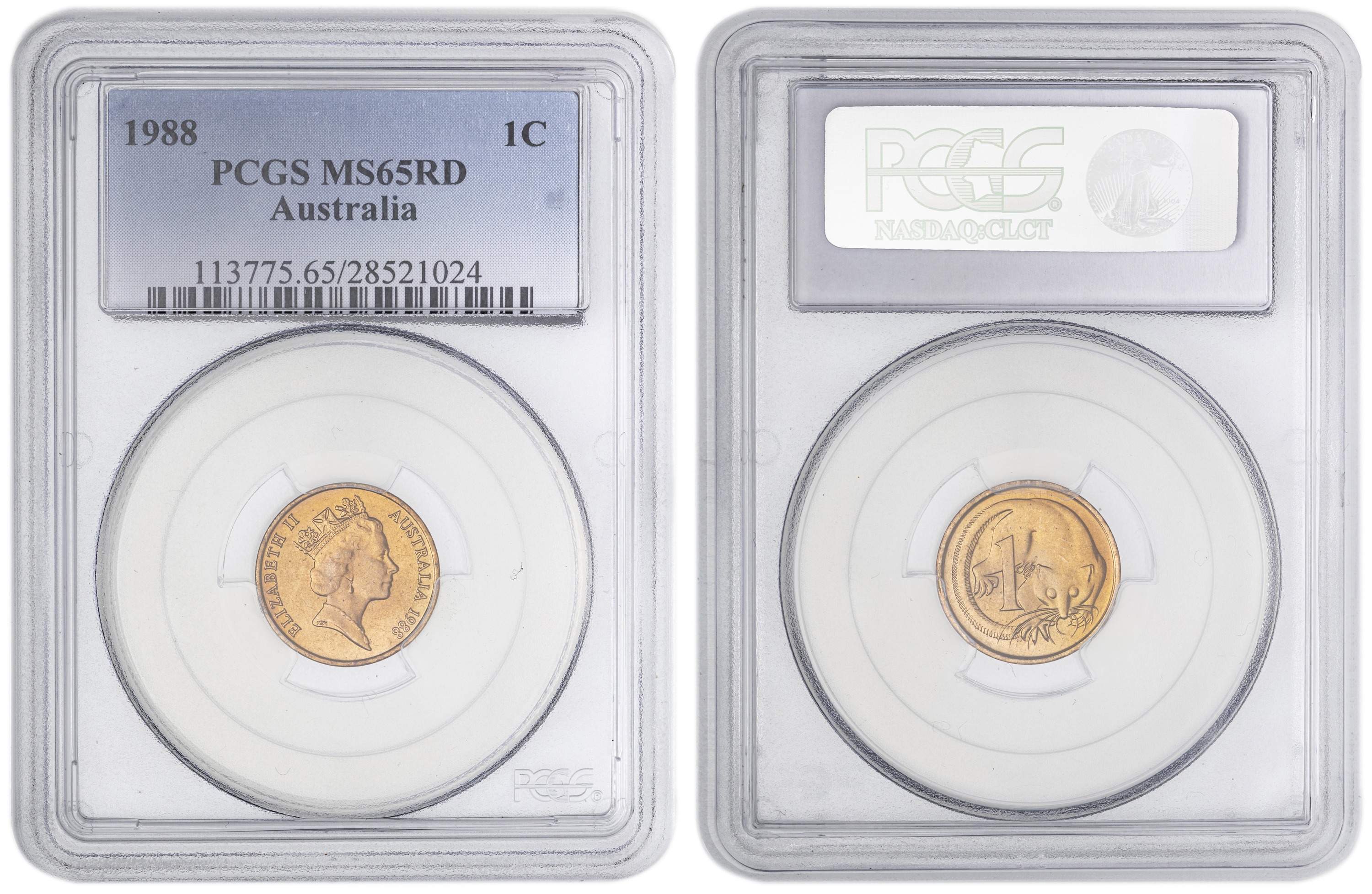 56 · One Cent, 1988, PCGS MS65RD