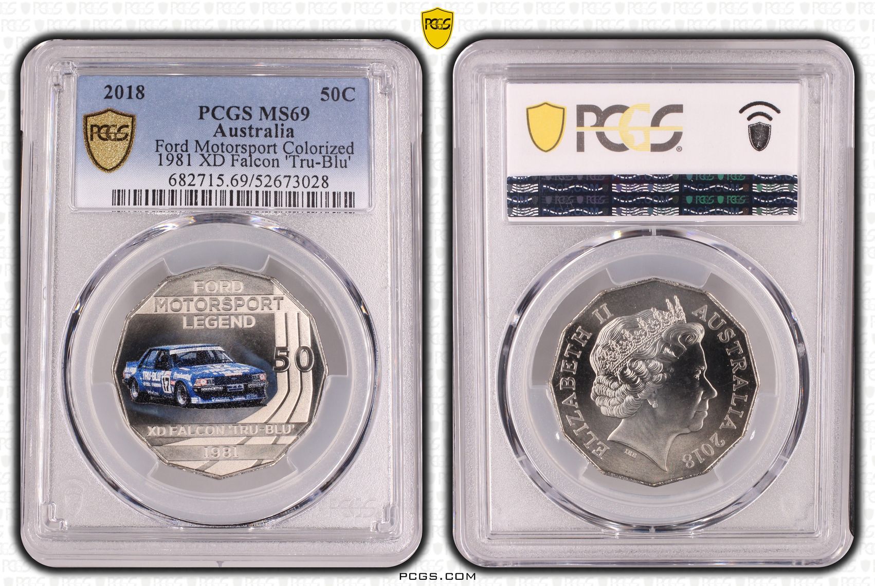Ford Motorsport Colourised 1981 XD Falcon 'Tru-Blu', Fifty Cent, 2018, PCGS MS69