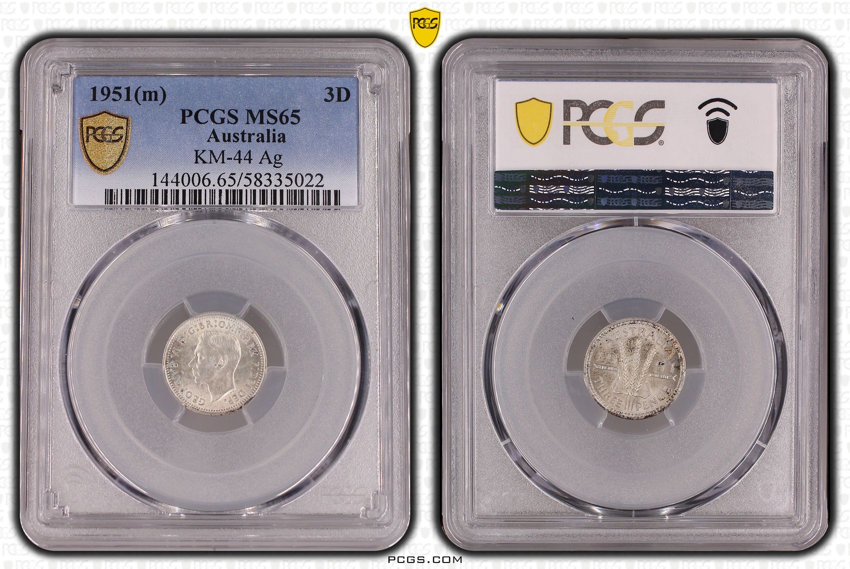 George VI, Threepence, 1951(m), PCGS MS65