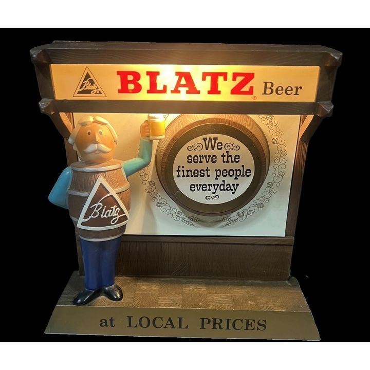 Blatz Beer Serve Finest People Light Up Counter Top Display