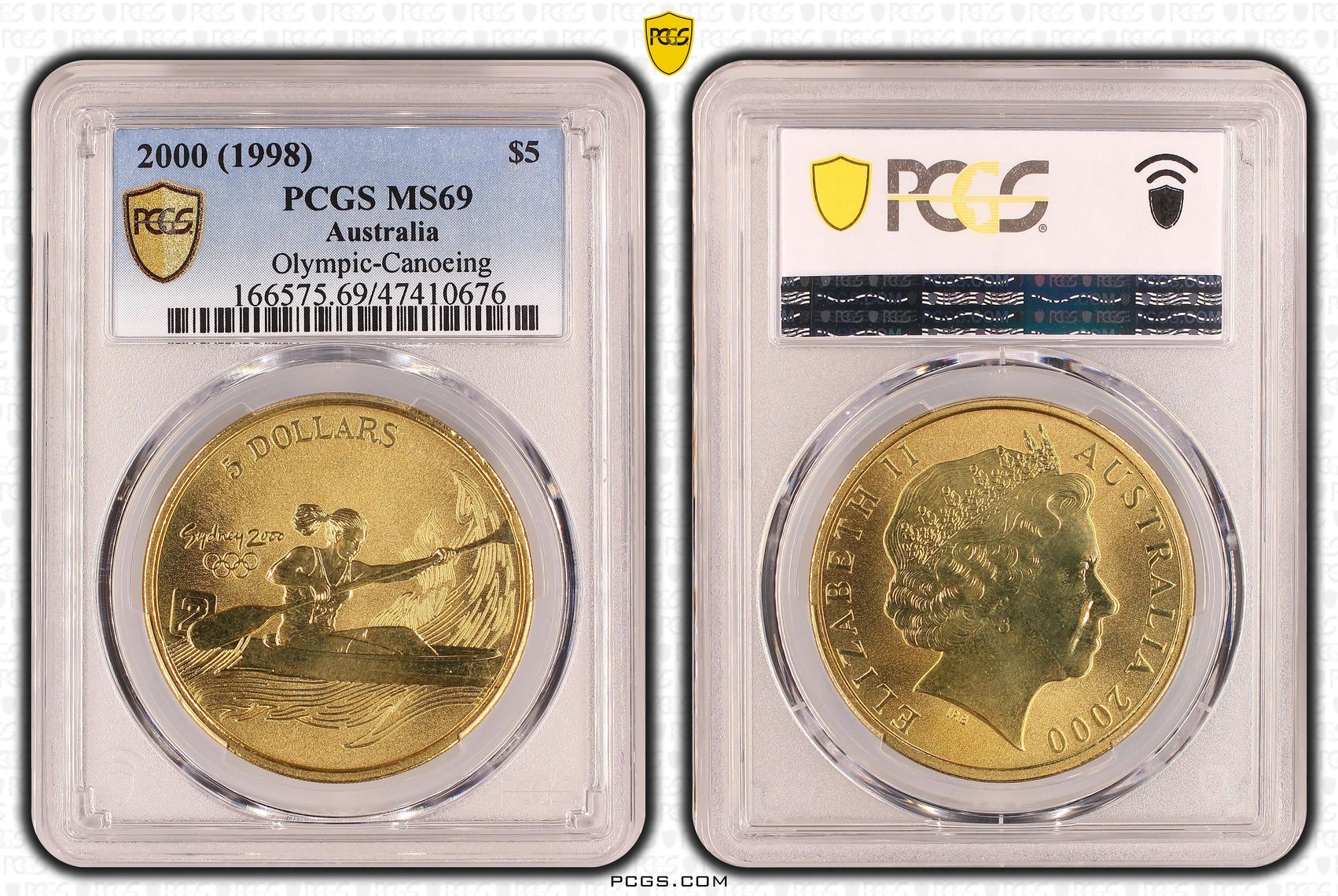 Elizabeth II, Olympic-Canoeing, Five Dollar, 2000, PCGS MS69