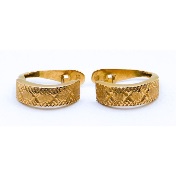 Pair 18k Half Hoop Textured Earrings 17mm - 3.2 Grams TW