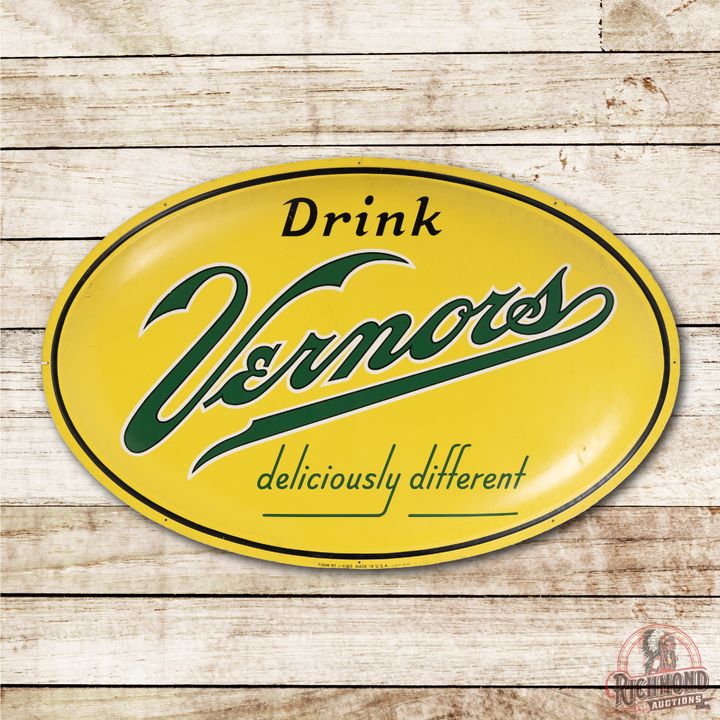 Drink Vernor's "Deliciously Different" Metal Bubble Sign TAC 8.9