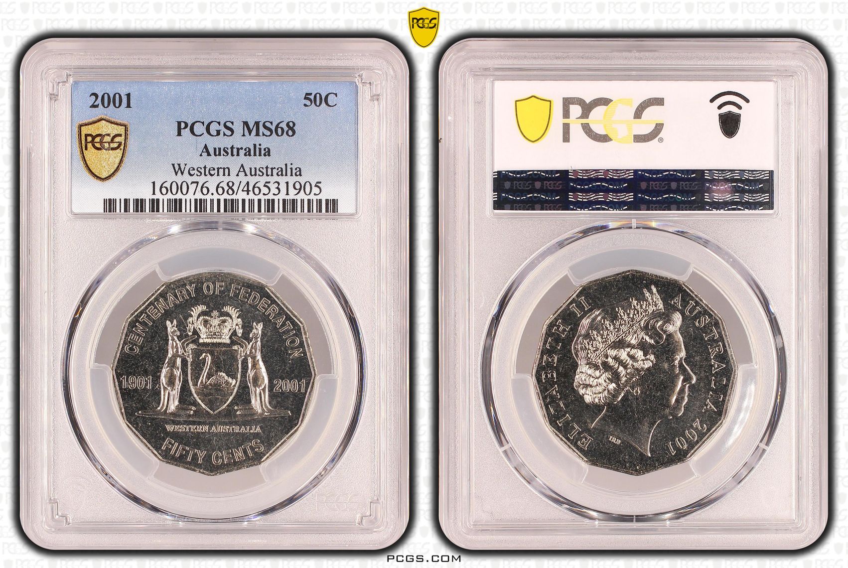Elizabeth II, Western Australia, Fifty Cent, 2001, PCGS MS 68