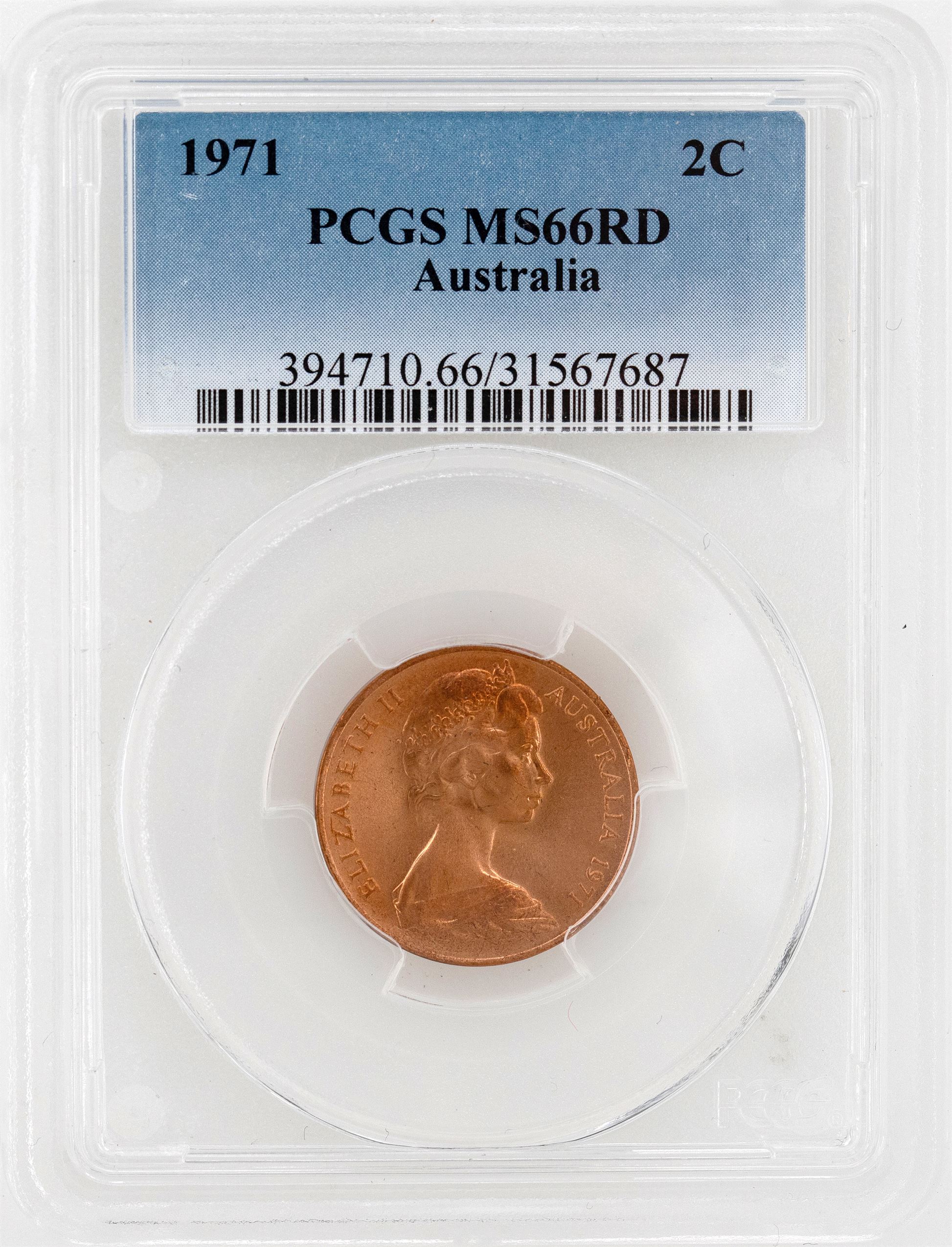 1971 Australia Two Cent, 2c PCGS - MS66RD -687