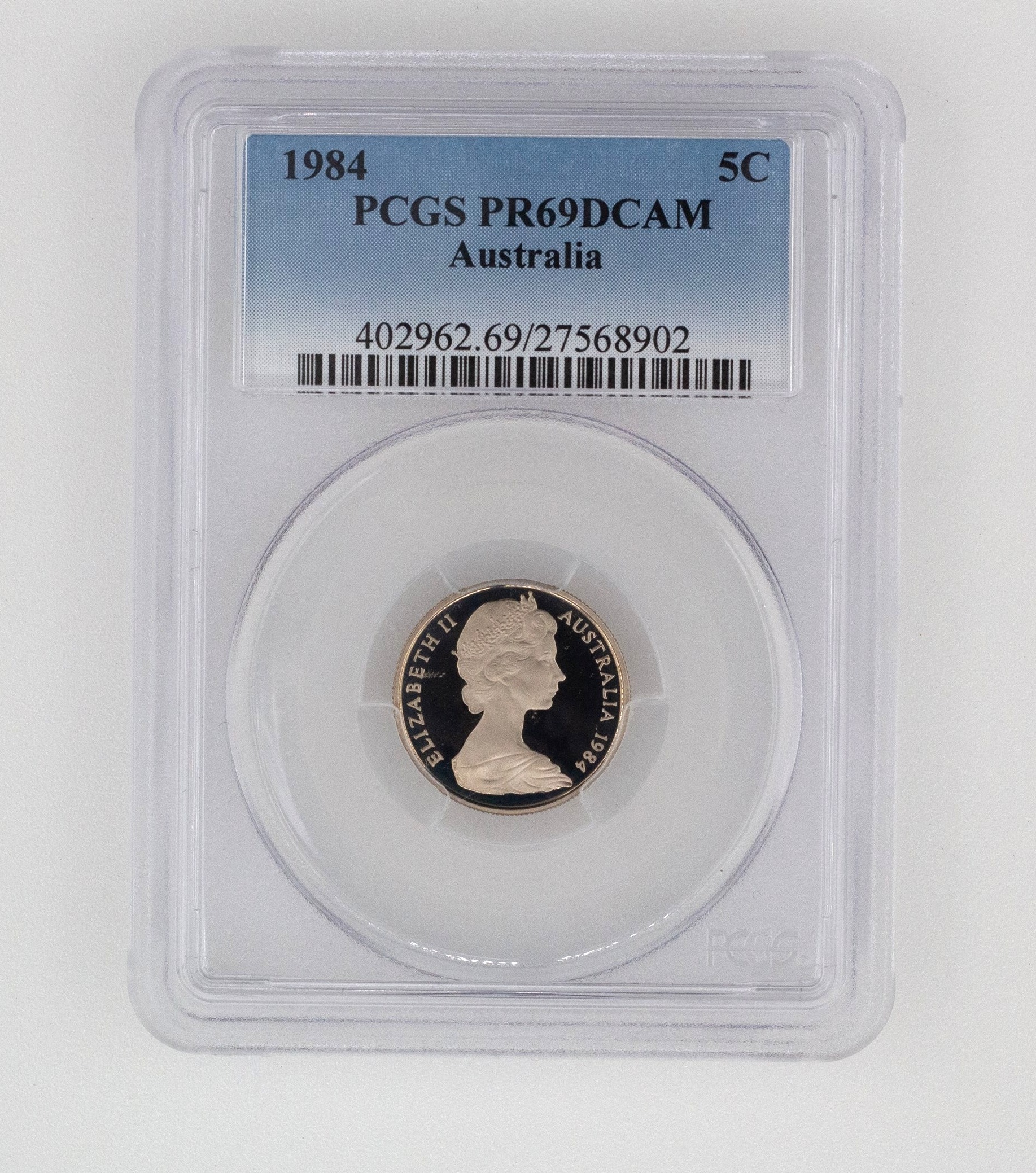 Elizabeth II, Five Cent, PR69DCAM , 1984