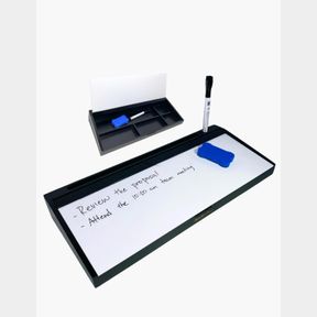 16"W X 2.1"H DESKTOP DRY ERASE BOARD, BLACK DESK WHITEBOARD, DESK ORGANIZER, OFFICE DESK ACCESSORIES, DESKTOP WHITEBOARD, DESK BOA