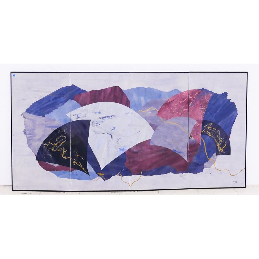 Ambrogin Modern Collage 4 Panel Screen- 37x73''