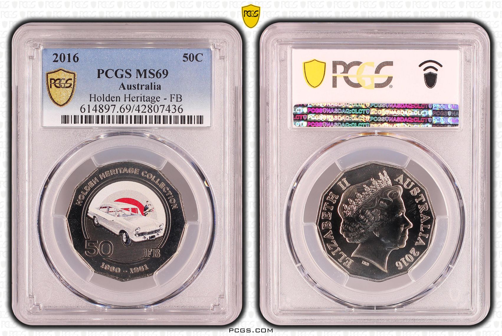 Elizabeth II, Holden Heritage - FB, Fifty Cent, MS69 , 2016 PCGS POP - 22/0