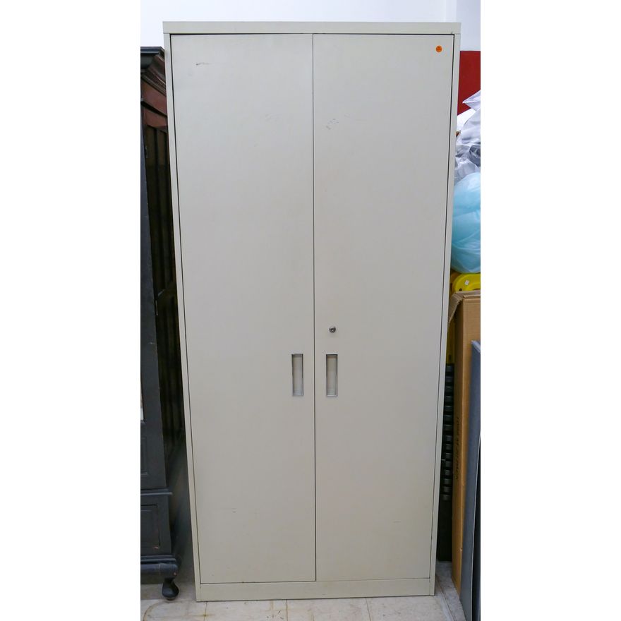 Vintage Off White Metal 2 Door Storage Cabinet 80.5''x36''x18''