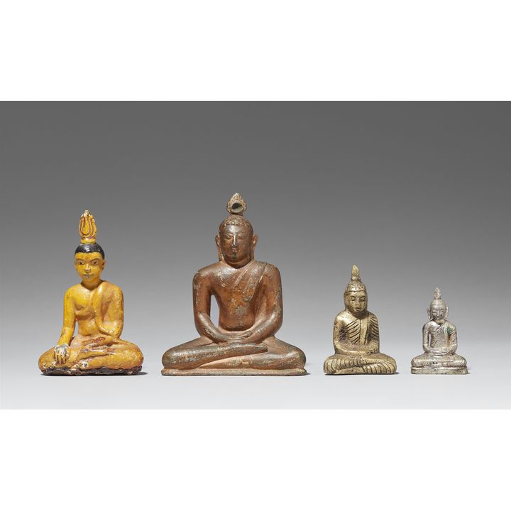Four Sinhalese metal figures of Buddha. 19th century