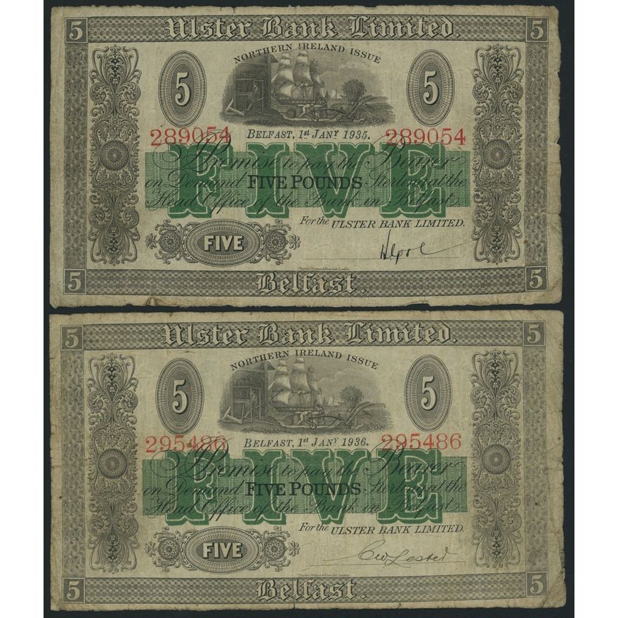Ulster Bank Limited, [4 notes] £5, Belfast, 1935-7, (PMI UB54), | Spink