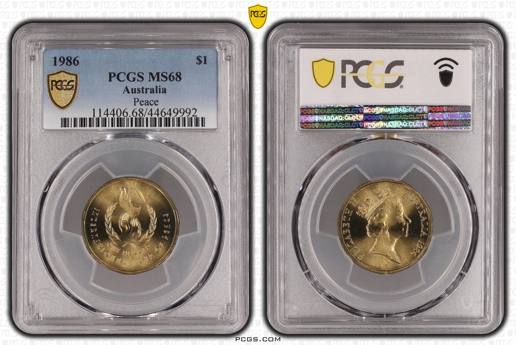 172 · 1986 Australia One Dollar, $1 Peace PCGS - MS68 -992