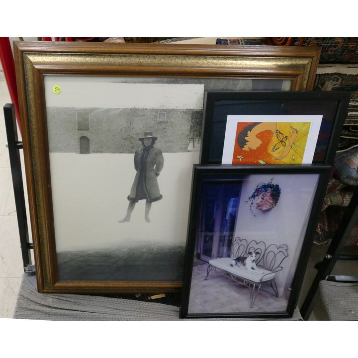 3pc Framed Art Prints and Photographs- Wyeth Etc- largest 29x28''