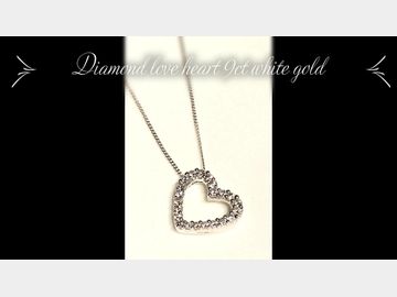 Diamond Love Heart with 9ct White Gold Chain