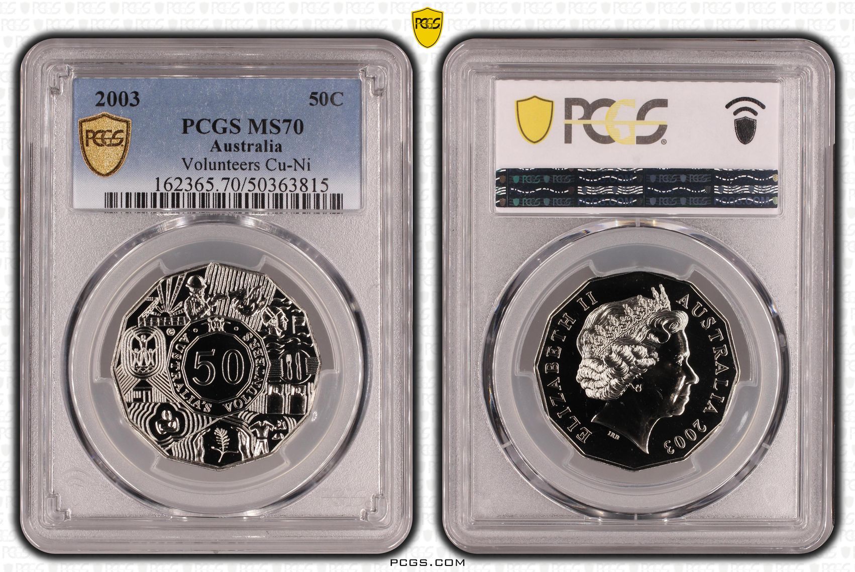 Volunteers Cu-Ni POP 14/0, Fifty Cent, 2003, PCGS MS70