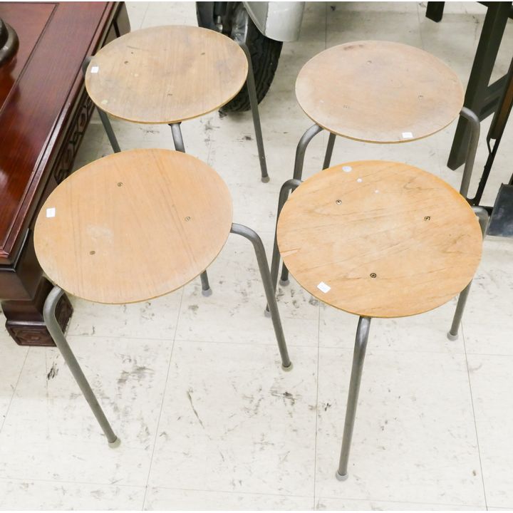 Set 4pc Arne Jacobsen Danish Midcentury Stacking Dot Stools- 17x12''