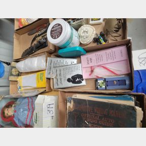 2 Boxes of vintage weather station and decorative items