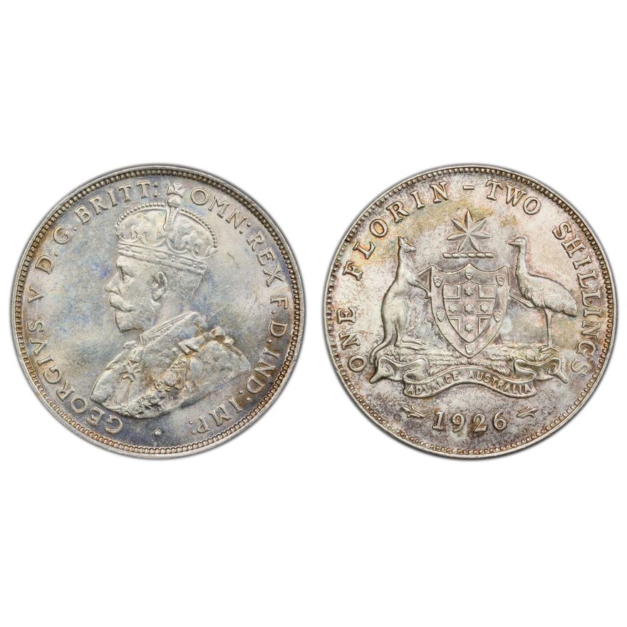 George V, Florin, 1926, PCGS MS63