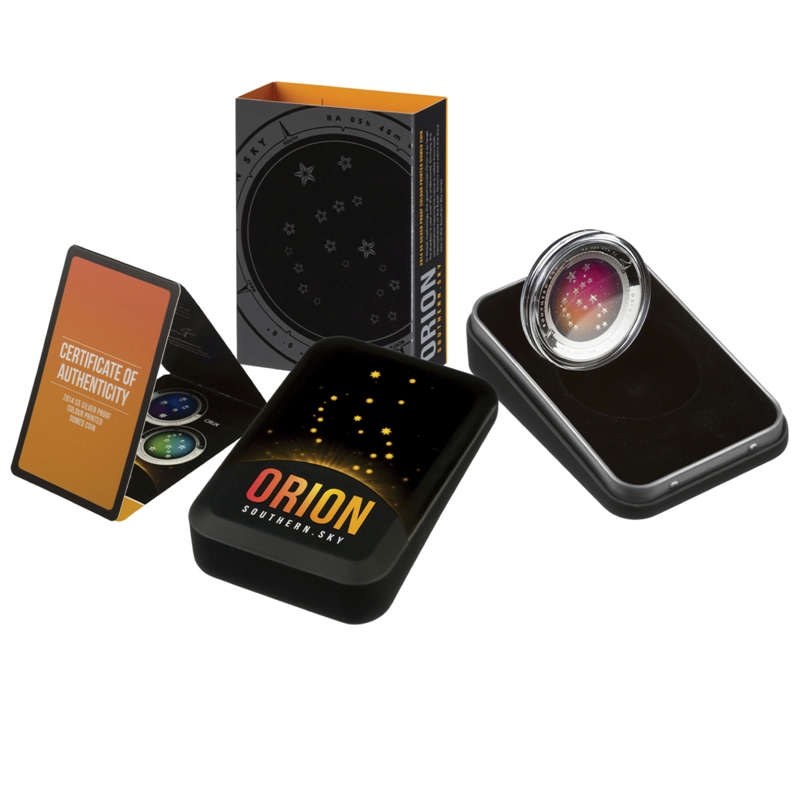 2014 RAM $5 Coloured Orion Southern Sky Silver Proof Domed Coin