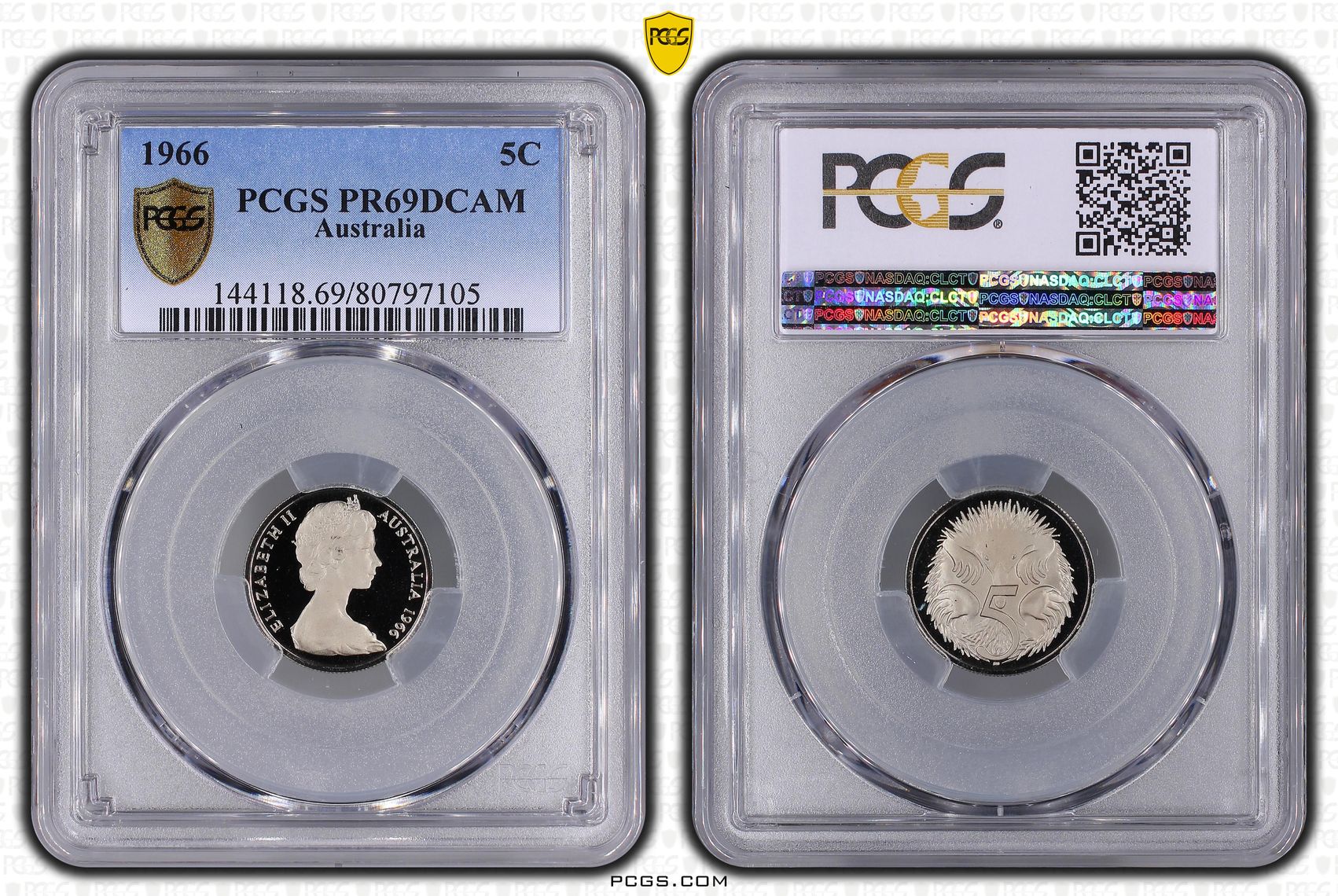 Elizabeth II, Five Cent, 1966, PCGS PR69DCAM