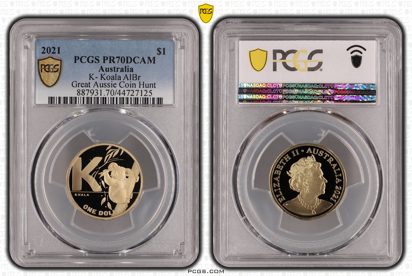 Elizabeth II, K- Koala AlBr, POP 18/0, One Dollar, 2021, PCGS PR70DCAM