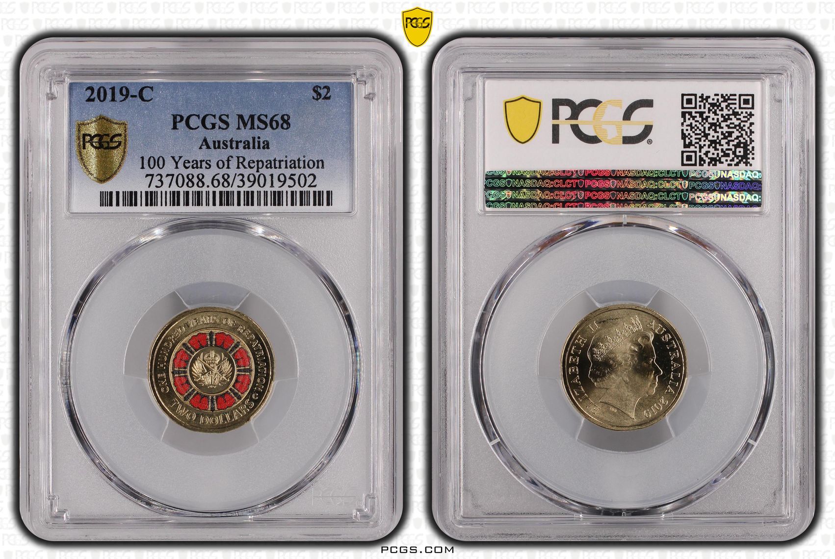 100 Years of Repatriation Colorized, Two Dollar, 2019-C, PCGS MS68