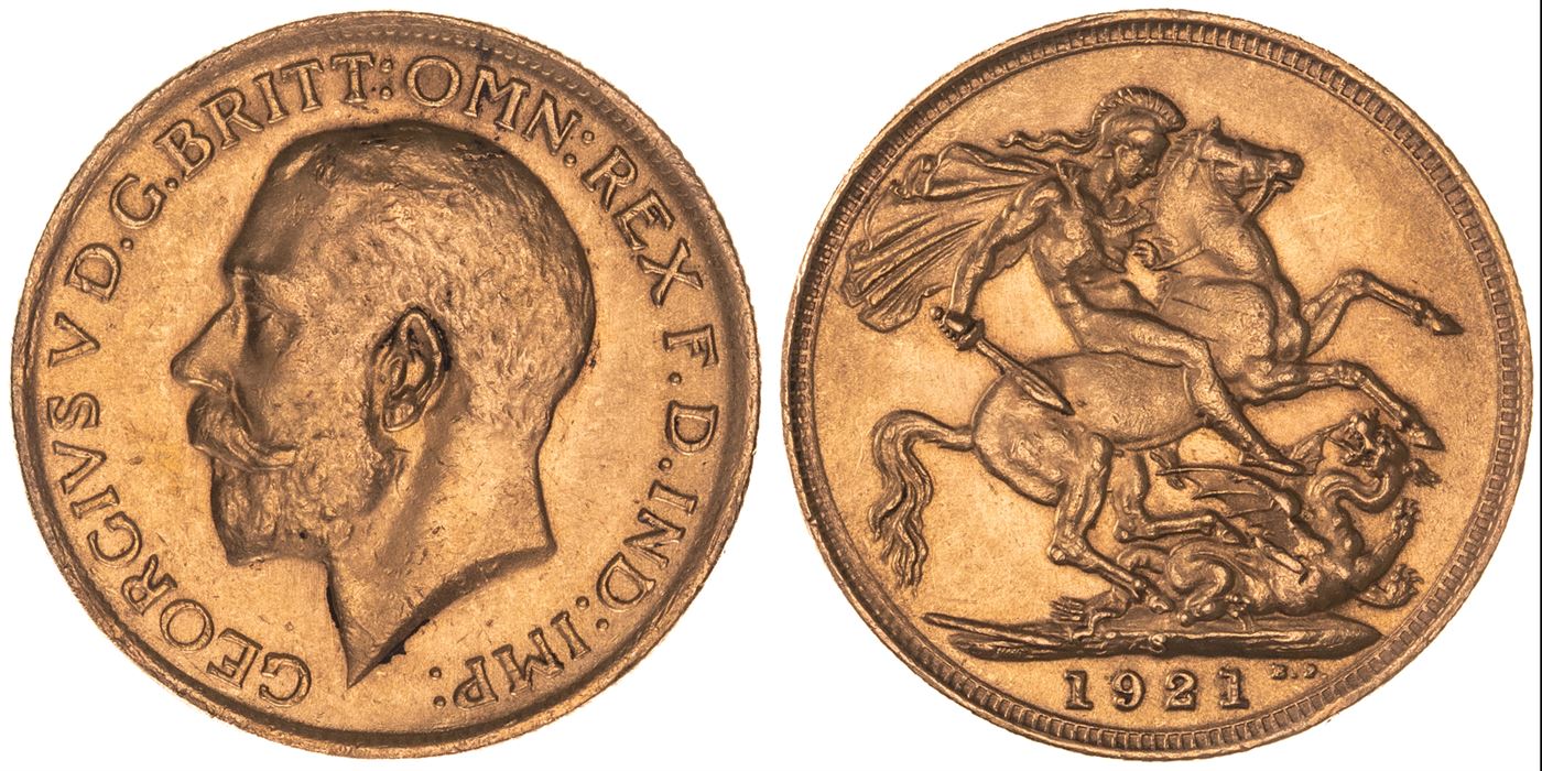 George V, Sovereign, 1921-S, aUNC