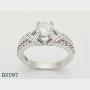 STERLING SILVER 'EMMA WHITE DESIGN' RING WITH CZ'S (SIZE M) - 51543/247