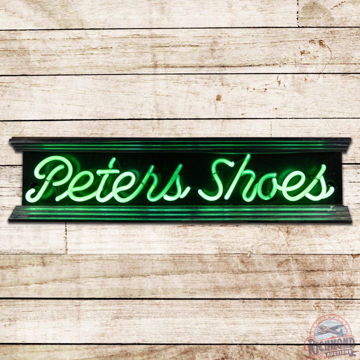 Peters Shoes Neon Advertising Sign w/ Art Deco Can