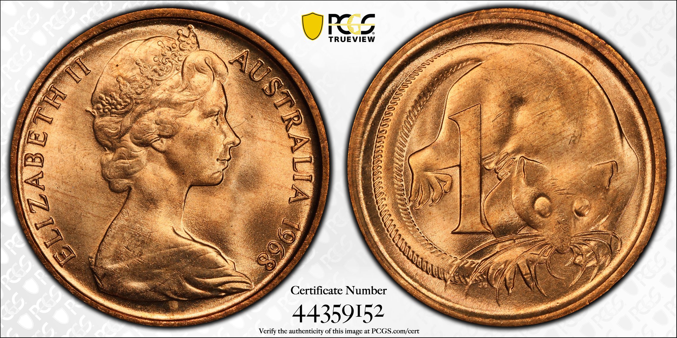 30 · , One Cent, 1968, PCGS MS66RD