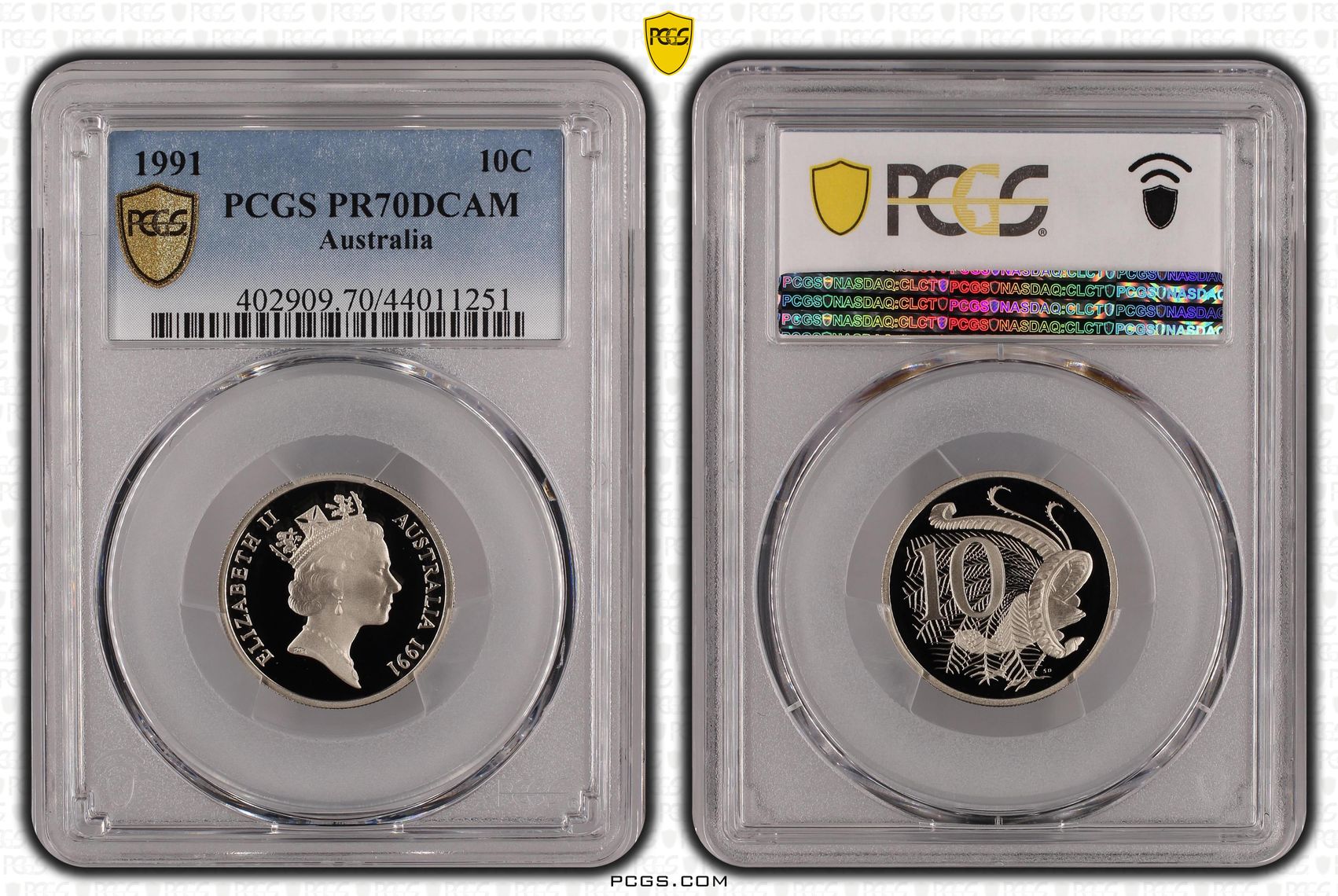 1991 Australian Ten Cent, 10c Proof PCGS - PR70DCAM POP 39/0 -251