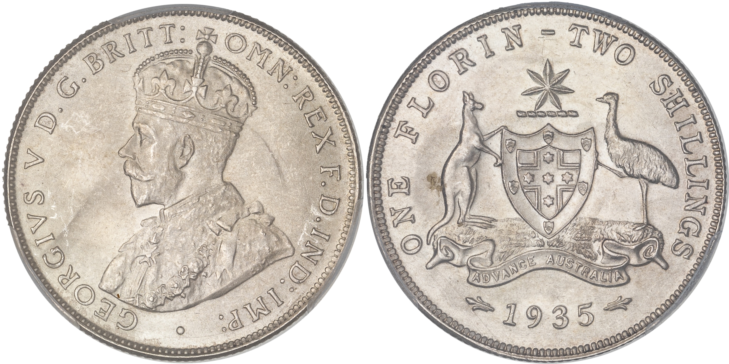 George V, Florin, 1935, PCGS MS65