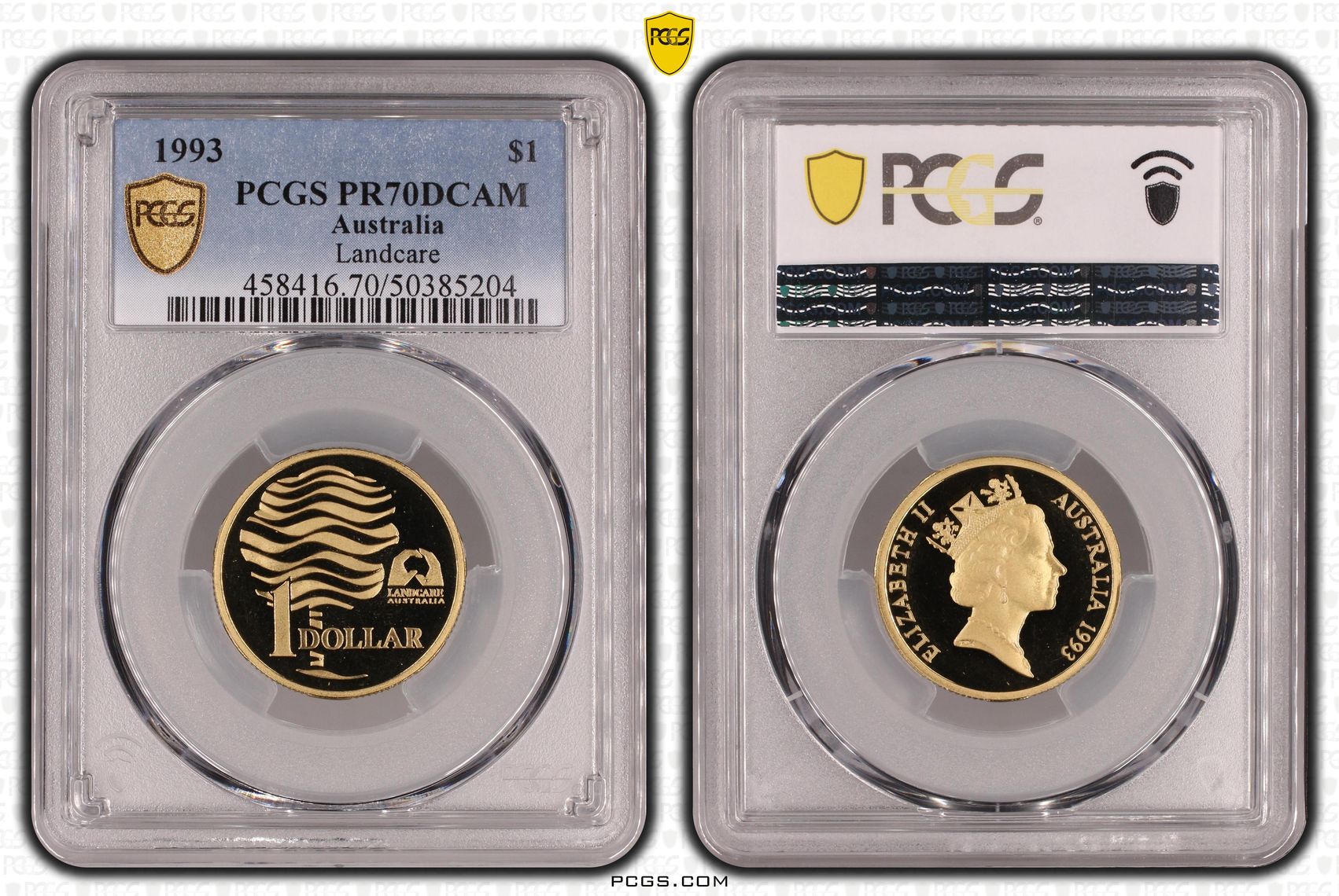 Landcare POP 14/0, One Dollar, 1993, PCGS PR70DCAM