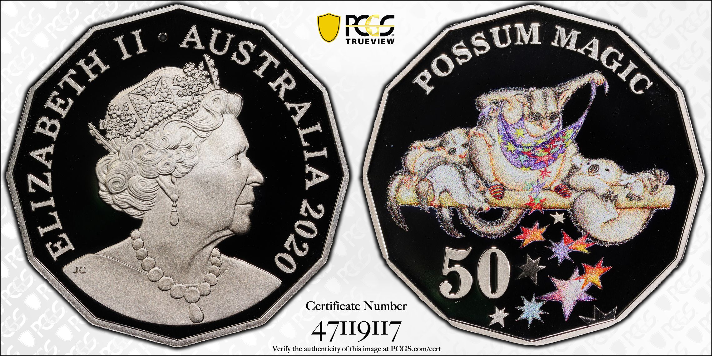 Possum Magic Colorized POP 11/0, Fifty Cent, 2020, PCGS PR70DCAM