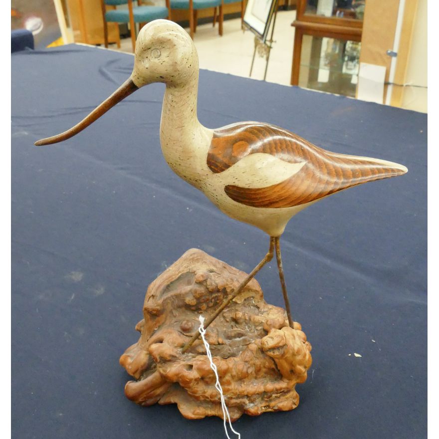 Jack Francis Shore Bird Wood Sculpture 14''