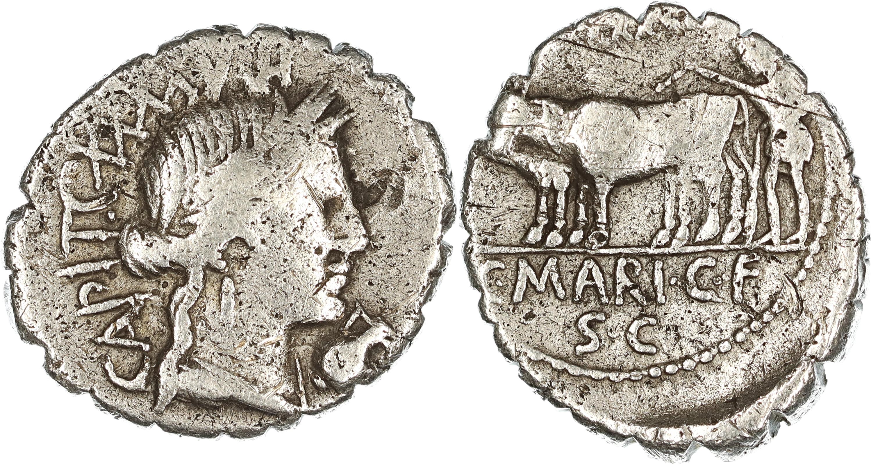 Roman Republic, C. Marius C.f. Capito, Silver Denarius, 81 BC, gF