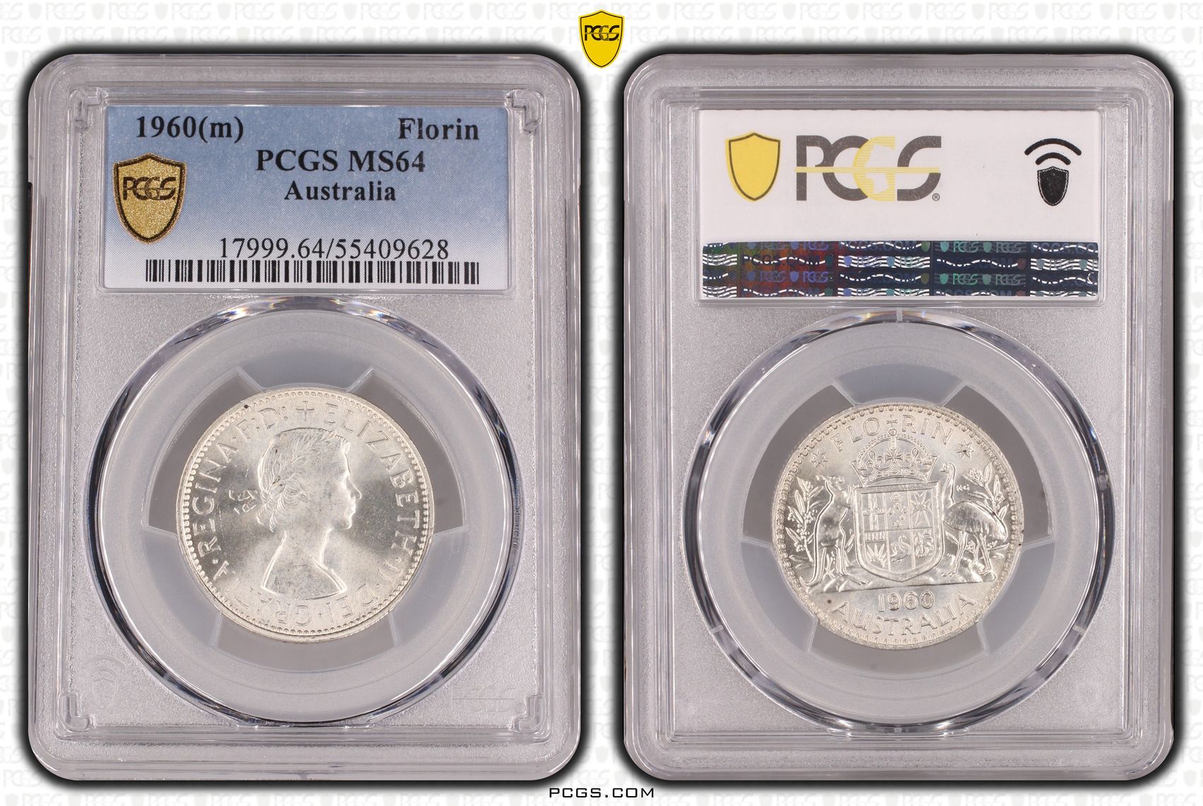 Elizabeth II, Florin, 1960(m), PCGS MS64