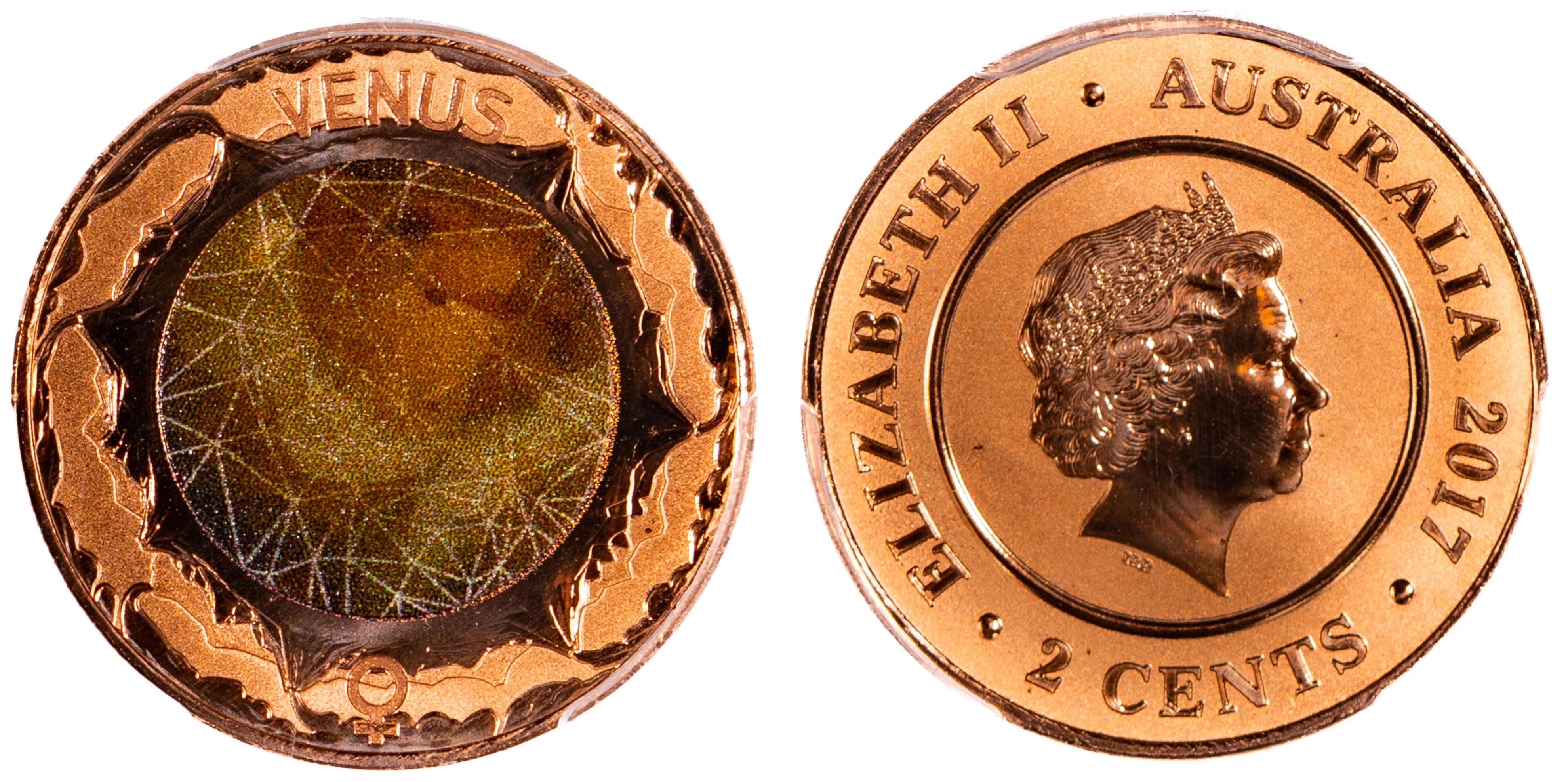 Elizabeth II, Planetary Coins - Venus, Two Cent, 2017, PCGS MS 69RD