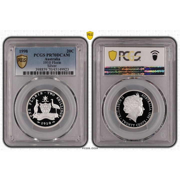 1910 Florin Silver, Twenty Cent, 1998, PCGS PR70DCAM