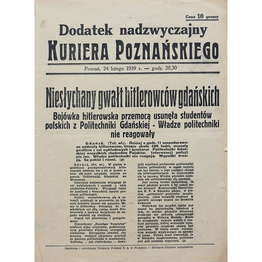 DODATEK NADZWYCZAJNY KURIERA POZNAŃSKIEGO Z 24.02.1939