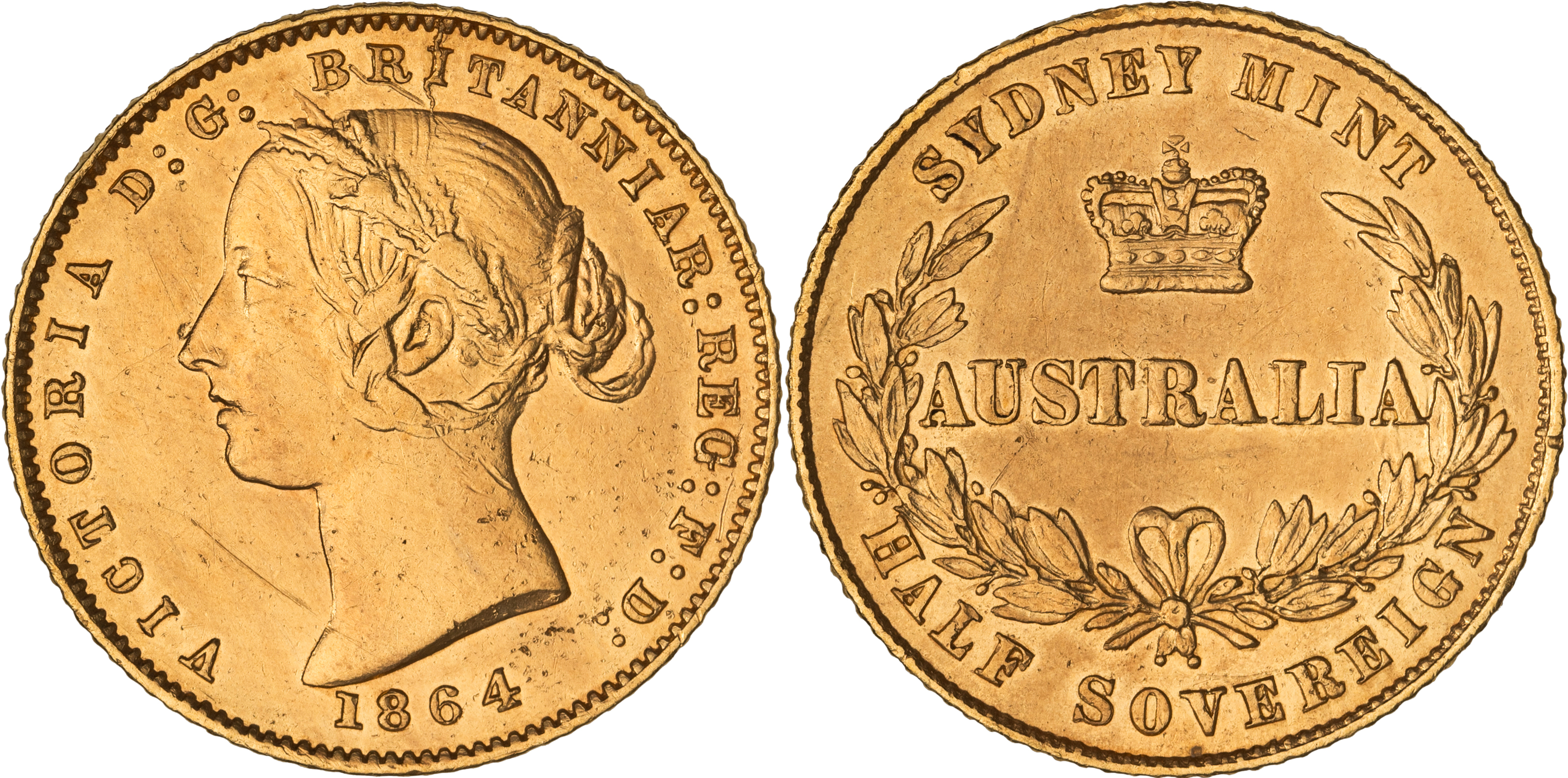 Victoria, Sydney Mint, Half Sovereign, 1864, PCGS Genuine - AU Details
